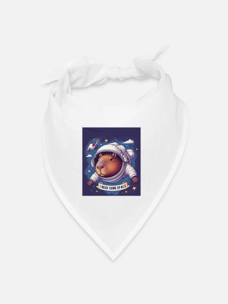 "I NEED SOME SPACE" Capybara - Bandana Dreieckstuch - Weiß
