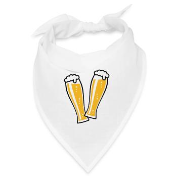 2 Weißbiergläser Stoßen An (Bier Weizenbier / 2C) - Bandana Dreieckstuch - Weiß - Vorne