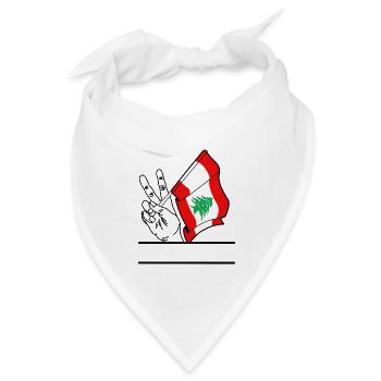 Flagge Libanon transparentes Peace-Zeichen Textfeld - Bandana Dreieckstuch - Weiß - Vorne