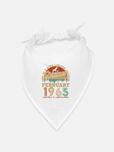 Februar 1965 Vintage Geburtstag 1965 Geschenk - Bandana Dreieckstuch - Weiß