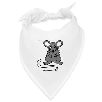 Maus Guckt Böse Wütend Frustriert Sauer Aggressiv - Bandana Dreieckstuch - Weiß - Vorne