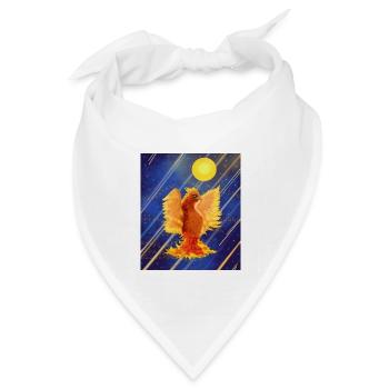 Kosmisch leuchtender Feuervogel: Cyber-Semurg - Bandana Dreieckstuch - Weiß - Vorne