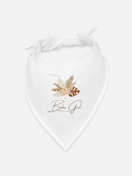Boho Girl Blumenkranz - Bandana Dreieckstuch - Weiß