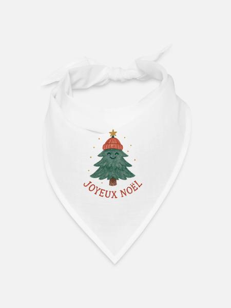 Frohe Weihnachtsbaum mit rotem Hut - Bandana Dreieckstuch - Weiß