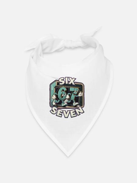 67 Six Seven Sechs Sieben Lustig Geschenk - Bandana Dreieckstuch - Weiß