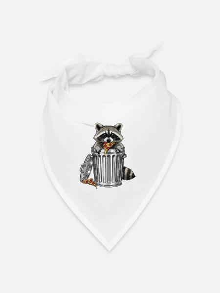 Waschbär-Pizza-Dash - Bandana Dreieckstuch - Weiß