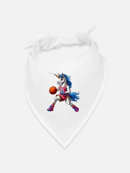 Einhorn Basketball - Bandana Dreieckstuch - Weiß