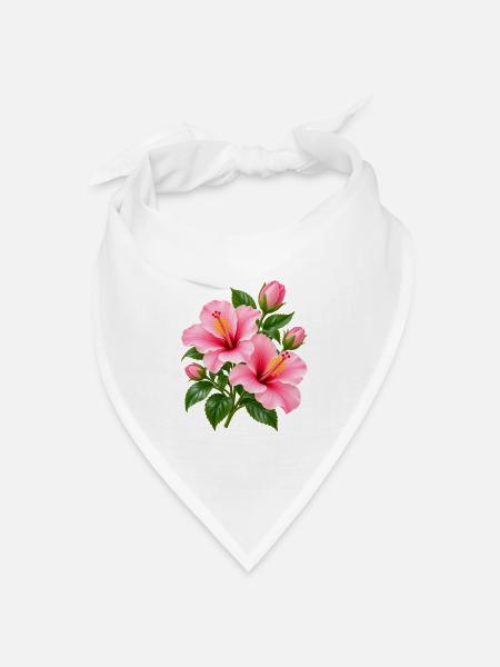 Rosa Hibiskusblüte - Bandana Dreieckstuch - Weiß
