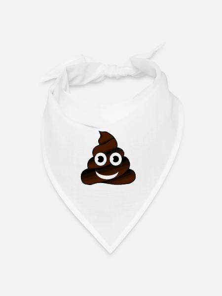 Scheisse Scheisshaufen Lachgesicht Geschenkidee - Bandana Dreieckstuch - Weiß