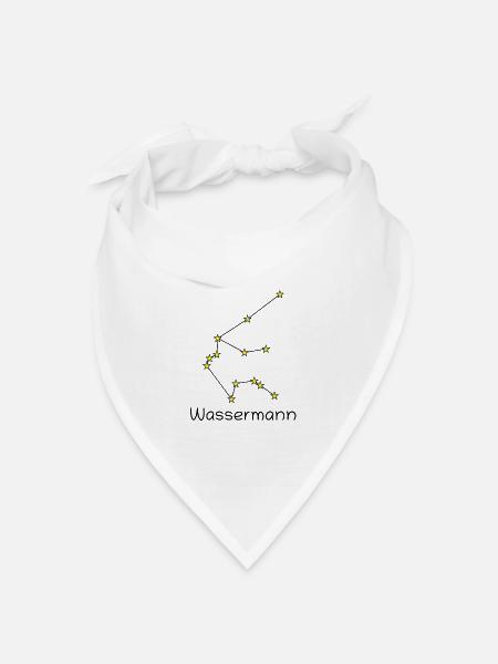 Sternzeichen Wassermann - Bandana Dreieckstuch - Weiß