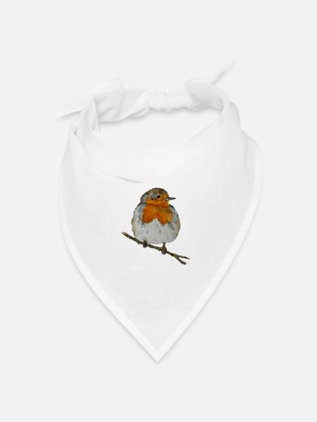 Rotkehlchen - Bandana Dreieckstuch - Weiß