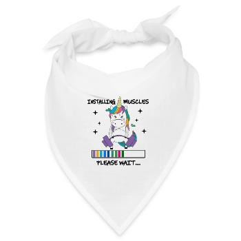 Installing Muscles Please Wait Shirt Funny Unicorn - Bandana Dreieckstuch - Weiß - Vorne