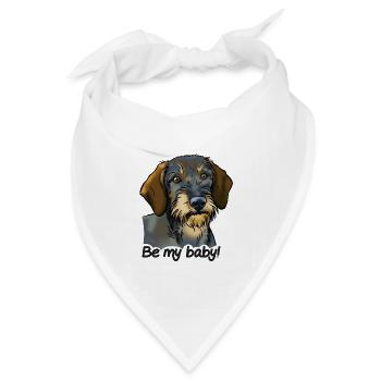 Dackel "Sei mein Baby" schwarzer Text - Bandana Dreieckstuch - Weiß - Vorne