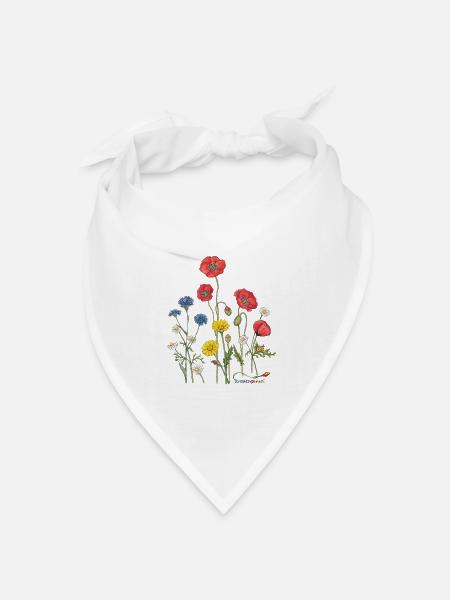 Bunte Blumenpracht - Bandana Dreieckstuch - Weiß