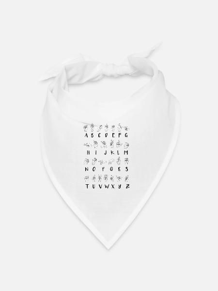 ASL Gebärdensprache Alphabet Lerner Geschenk - Bandana Dreieckstuch - Weiß