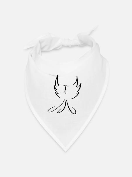 Phönix Line Art - Minimalistisch - Bandana Dreieckstuch - Weiß