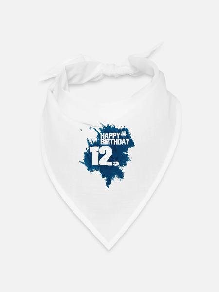 Happy Birthday - 12 Jahre - Bandana Dreieckstuch - Weiß