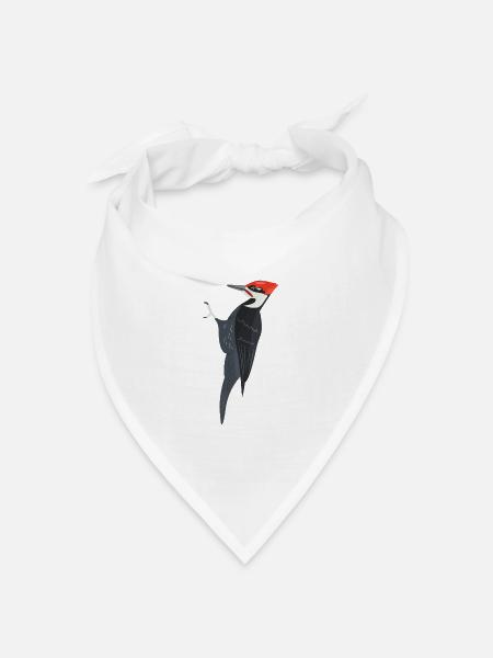 Pileated Woodpecker Vogel Illustration - Bandana Dreieckstuch - Weiß