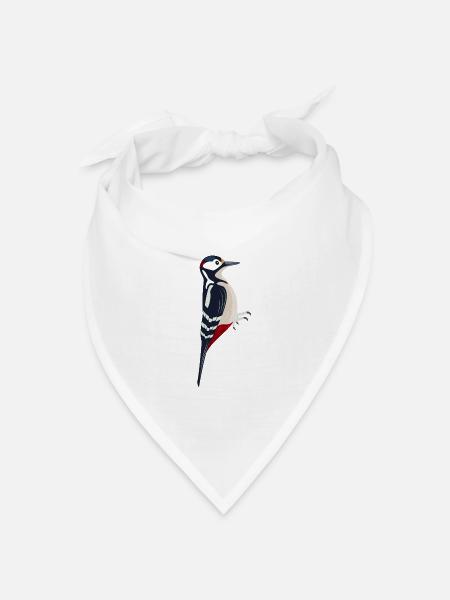 Great spotted Woodpecker Bird Illustration - Bandana Dreieckstuch - Weiß