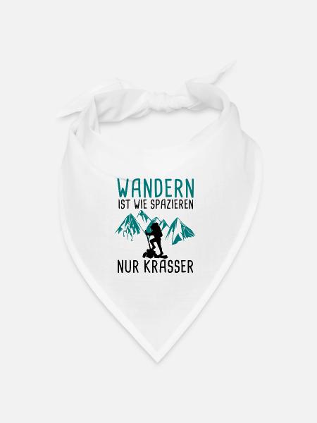 Wandern ist wie spazieren - Bandana Dreieckstuch - Weiß