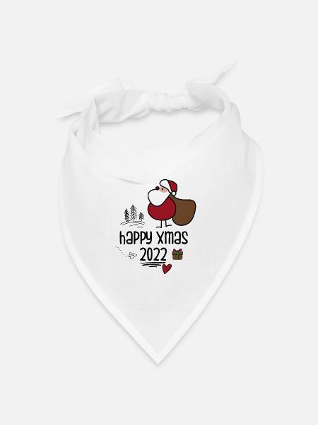 Entzückender Weihnachtsmann mit Geschenktüte - Bandana Dreieckstuch - Weiß