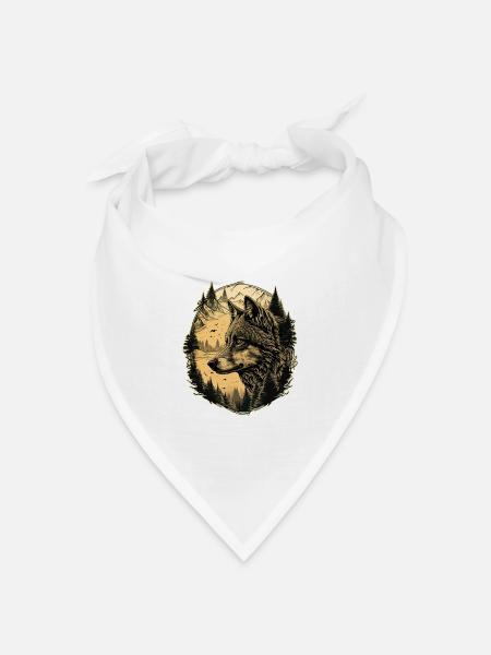 Wolf Kunst Kopf Wolfskopf Natur Wildnis Vintage - Bandana Dreieckstuch - Weiß