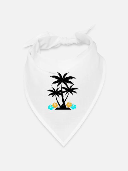 palme hibiskus - Bandana Dreieckstuch - Weiß