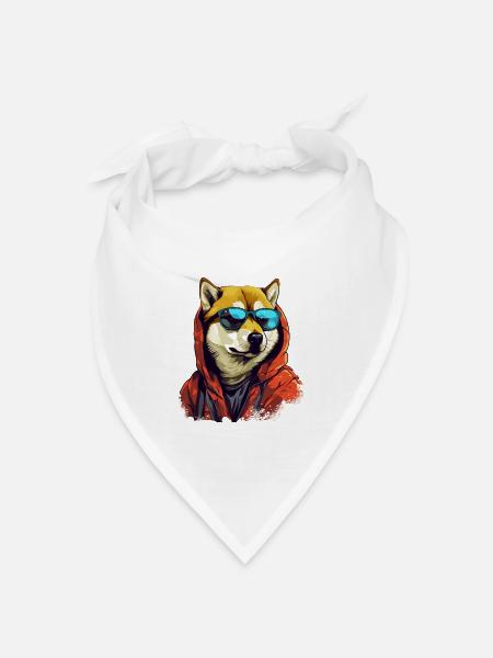 Urban Shiba: Shiba Inu Vibes auf der Straße - Bandana Dreieckstuch - Weiß