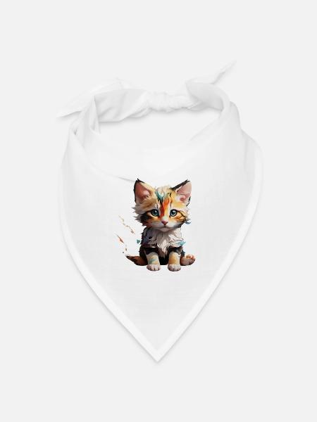 Katze klein - Bandana Dreieckstuch - Weiß