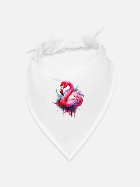 Flamingo Vogel Exotisch Sommer Splash Rosa Pink - Bandana Dreieckstuch - Weiß