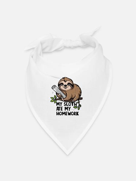 Mein Faultier hat meine Hausaufgaben gegessen - Bandana Dreieckstuch - Weiß