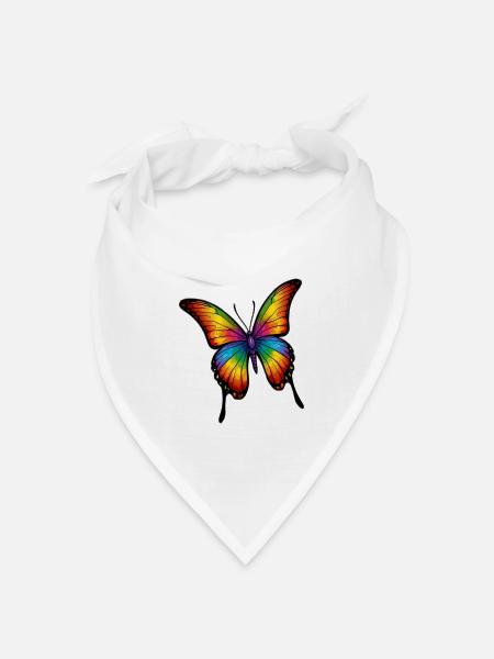 Regenbogen Schmetterling - Bandana Dreieckstuch - Weiß