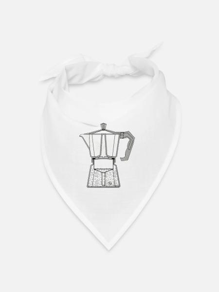 Mocca Espressokocher - Bandana Dreieckstuch - Weiß
