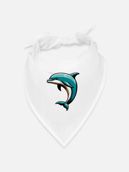Delfin - Bandana Dreieckstuch - Weiß