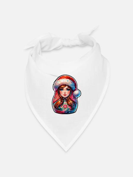 Russische Matroschka Weihnachten Russland - Bandana Dreieckstuch - Weiß