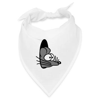 Maus Wand Loch Mauseloch Guckt Süß Lustig Comic - Bandana Dreieckstuch - Weiß - Vorne