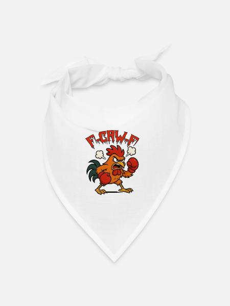 Lustiges Chicken F-CAW-F Rooster Funshirt - Bandana Dreieckstuch - Weiß