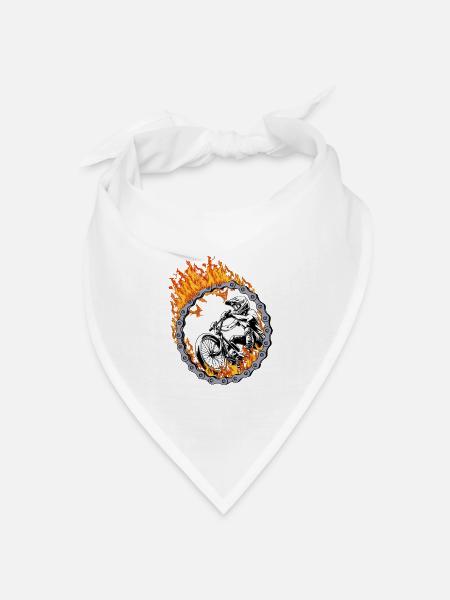 BMX Fahrer Feuerring - Bandana Dreieckstuch - Weiß