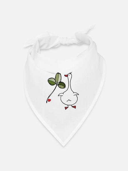 Gans mit Kleeblatt - Bandana Dreieckstuch - Weiß