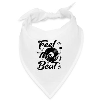 Feel the Beat Music Sprüche Platte Vinyl DJ Dance - Bandana Dreieckstuch - Weiß - Vorne