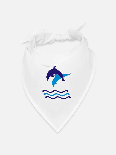 Delfine, Delfin - Bandana Dreieckstuch - Weiß