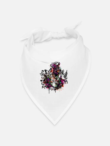 Herz (Blumen & Sterne - Colour Splash) 03 - Bandana Dreieckstuch - Weiß
