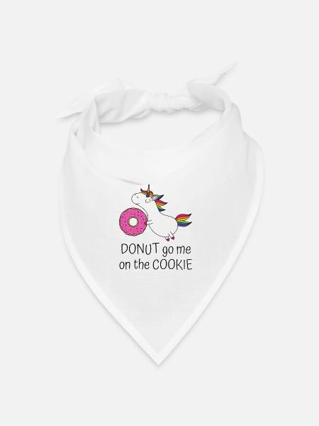 Donut go me on the cookie - Einhorn mit Donut - Bandana Dreieckstuch - Weiß