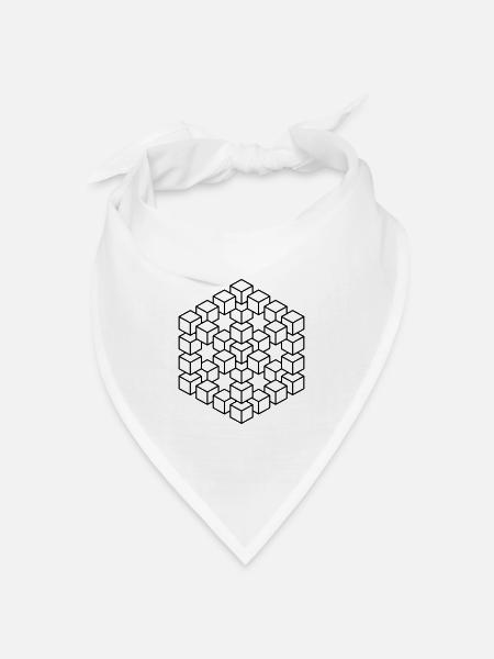 unmögliche Figur Escher Würfel Geometrie Phantasie - Bandana Dreieckstuch - Weiß