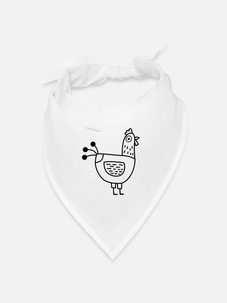 Huhn - Bandana Dreieckstuch - Weiß