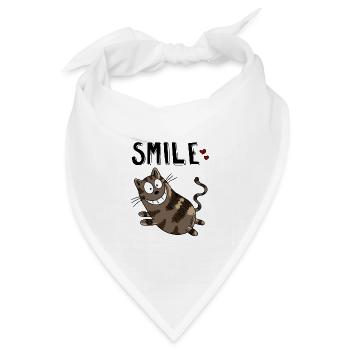 Smile Grinsekatze - Katze - Katzen - Herz - Cat - Bandana Dreieckstuch - Weiß - Vorne