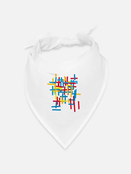 Abstrakt - Muster / Bauhaus  - Bandana Dreieckstuch - Weiß