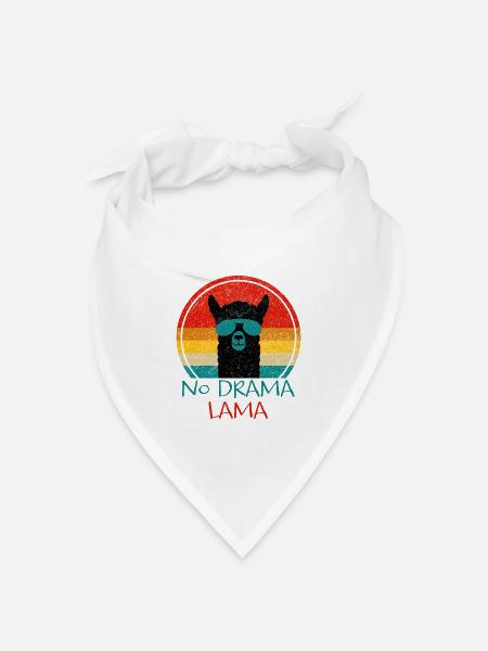 No Drama Lama | retro Lama Geschenk - Bandana Dreieckstuch - Weiß