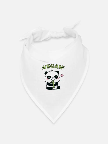 Netter kleiner Panda, der Bambussprossen-Veganer isst - Bandana Dreieckstuch - Weiß
