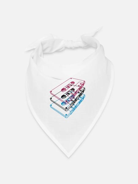 Kassetten 3D – Retro Mixtape Vintage Perspektive - Bandana Dreieckstuch - Weiß